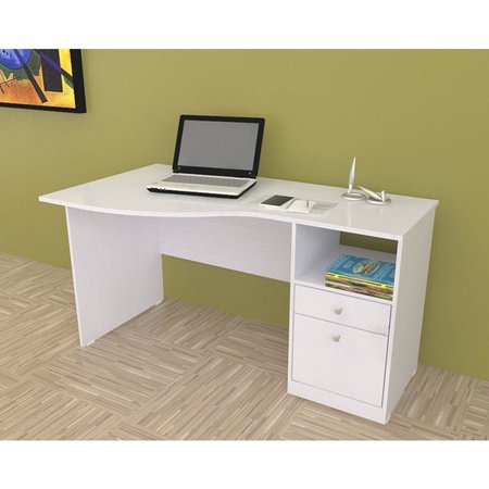 Inval Desk, 29.5 in D, 55 in W, 31.5 in H, Laminate, Laricina White, Melamine ES-3403